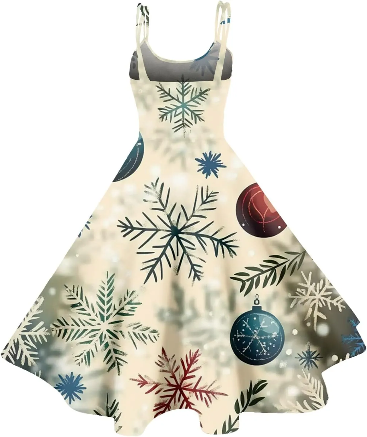 Christmas Dresses for Women Vintage Cocktail Swing Vacation Knee Length Midi Casual Dresses Holiday Beach Party Dress