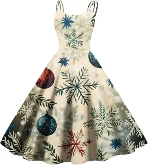 Christmas Dresses for Women Vintage Cocktail Swing Vacation Knee Length Midi Casual Dresses Holiday Beach Party Dress