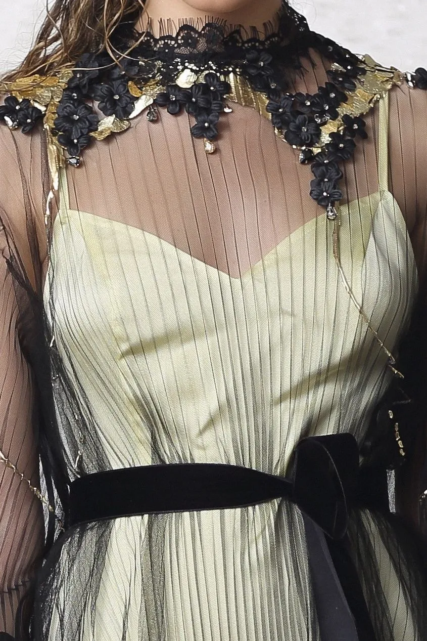 Embroidered Hand-Painted Cocktail Dress