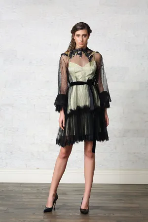 Embroidered Hand-Painted Cocktail Dress