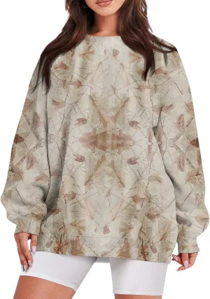 GOFULY Camo Sweatshirt For Women Crewneck Fall Oversized Y2k Camo Shirt Pullover Long Sleeve Maple Leaf Print Travel Clothes