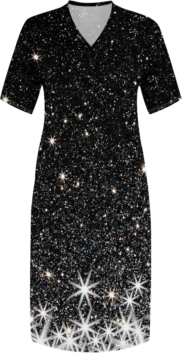 Plus Size Dresses for Women 2024 Summer Casual Short Sleeve T Shirt Maxi Dress with Pockets A Line Beach Vacation Outfits