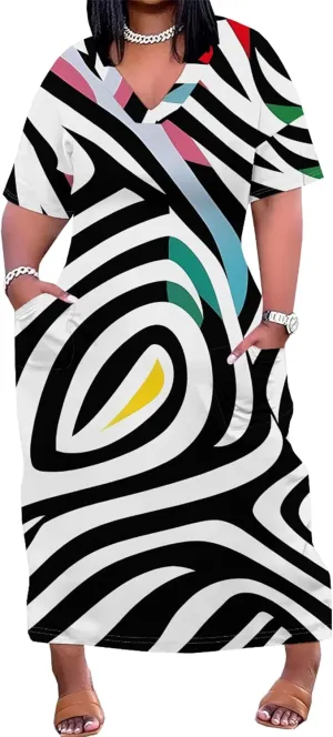 Plus Size Dresses for Women 2024 Summer Casual Short Sleeve T Shirt Maxi Dress with Pockets A Line Beach Vacation Outfits