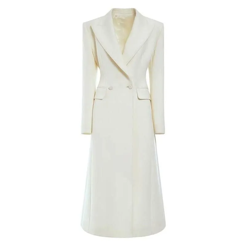 Women's Elegant Mid-Length Double Breasted Blazer Coat