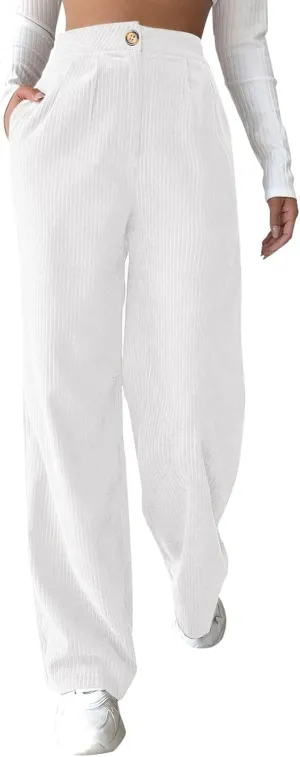 Women's High Waist Straight Pants Wide Leg Casual Lounge Trousers Long Baggy Solid Color Sweatpants Loose Slacks