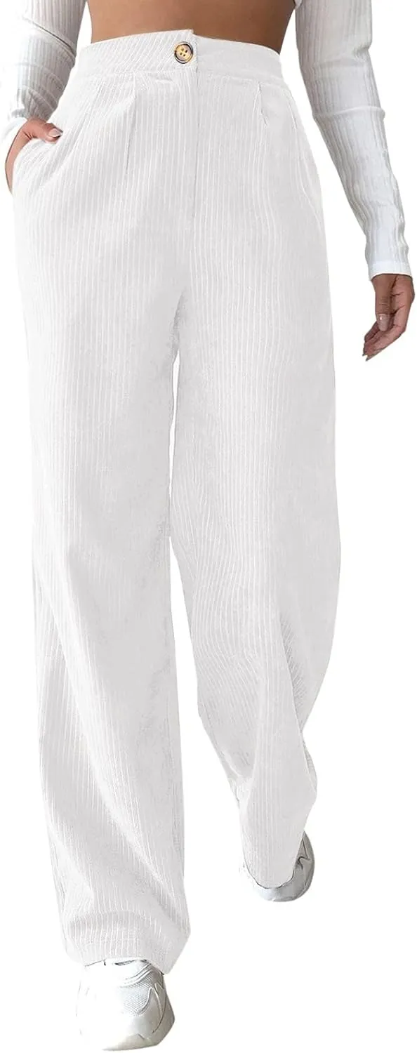 Women's High Waist Straight Pants Wide Leg Casual Lounge Trousers Long Baggy Solid Color Sweatpants Loose Slacks